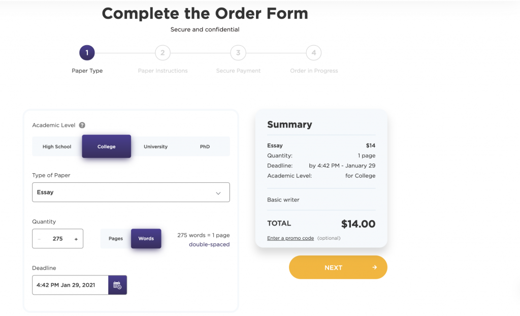  Process of ordering (step 1)