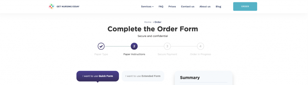 Quick form and extended form on Get Nursing Essay
