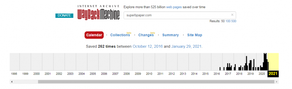 SuperbPaper statistics on webarchive.org