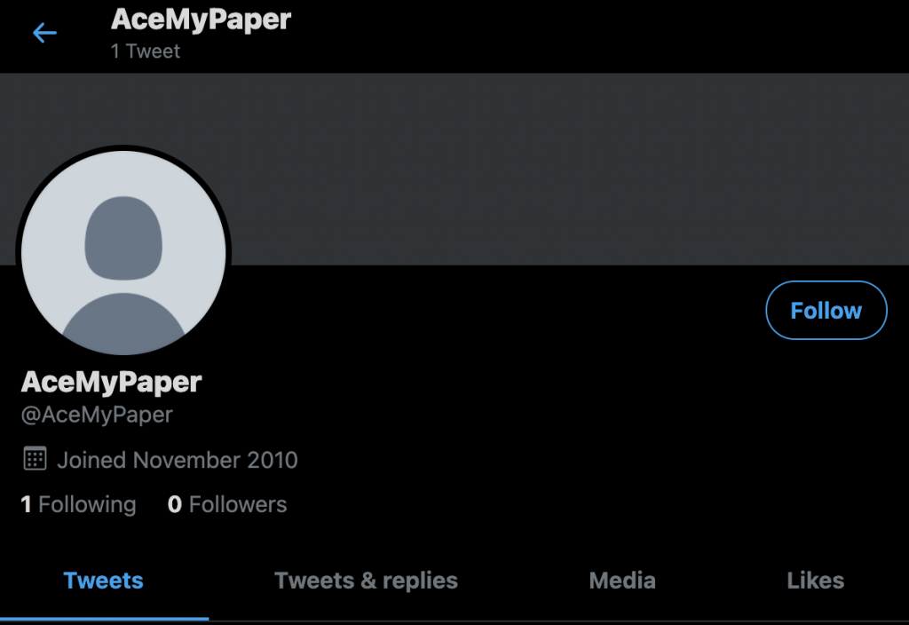 Ace My Paper account on Twitter