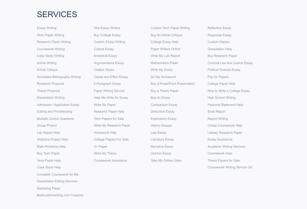 Types of services available
