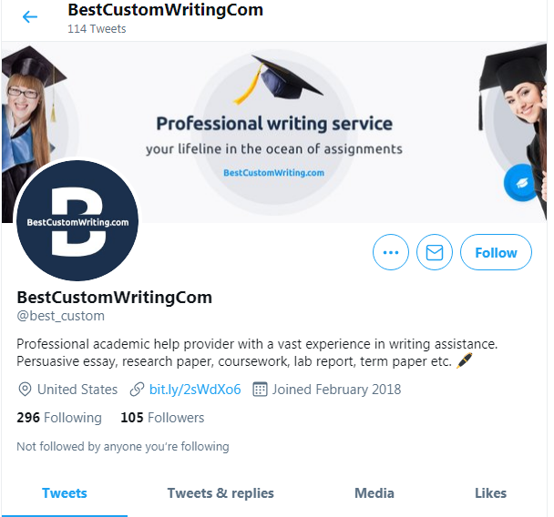 BestCustomWriting account on Twitter