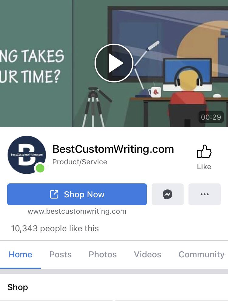 BestCustomWriting account on Facebook