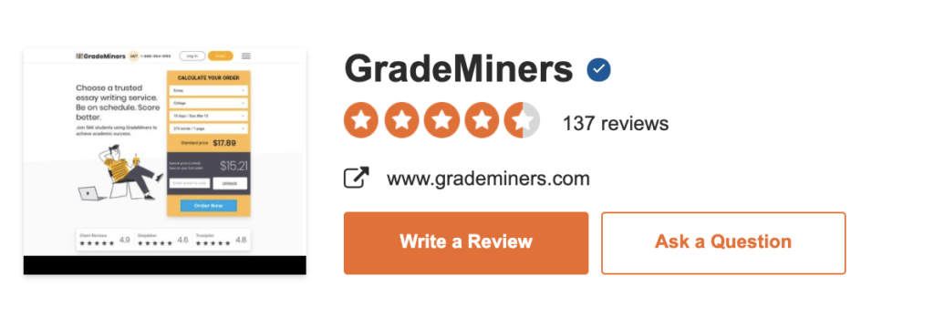 Grademiners.com on Sitejabber