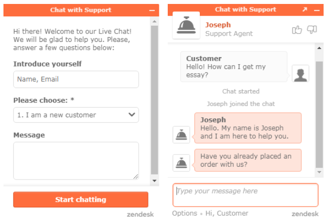 Customer support chat