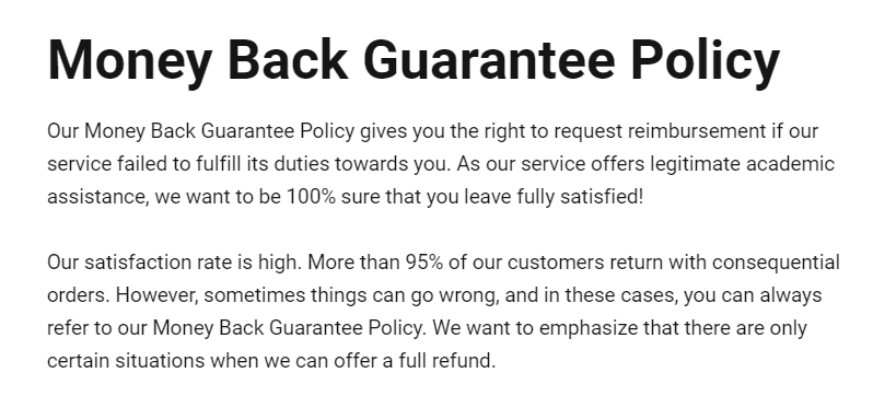 Money-back policy