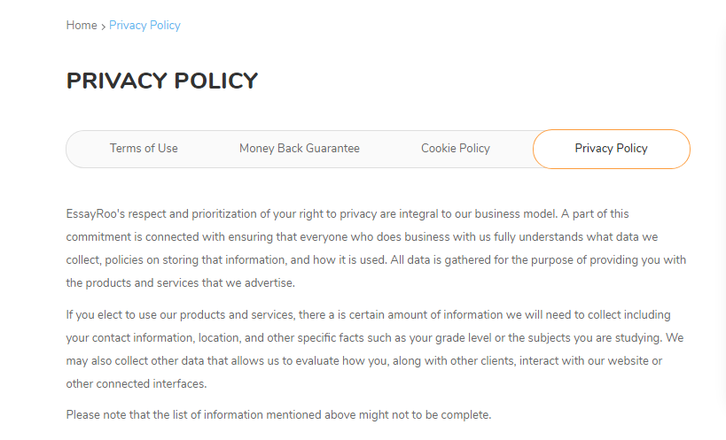 Privacy policy