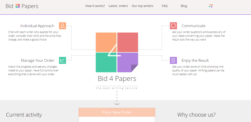 Bid4Papers com start page in 2014