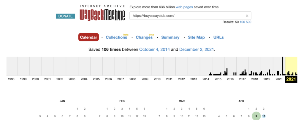 WebArchive statistics